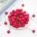 Glossy red artificial Christmas foam berries with flexible wire stems in a white bowl - 10mm / Red