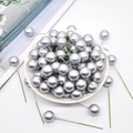 Silver artificial Christmas berries on green bendable stems for DIY holiday floral decor - 10mm / Silver