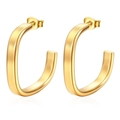 Pendientes de aro cuadrados geométricos de oro pulido con un estilo vintage minimalista - Pasador de Soldadura de Alambre Cuadrado (MS-072) / Dorado