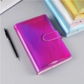 Laser purple macaron PVC budget binder notebook with holographic finish and magnetic buckle - Laser Rose Red