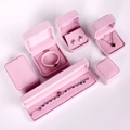 Pink velvet jewelry gift boxes set for necklace, bracelet, earring and ring packaging - Small Ring & Earring Box (G) / Pink
