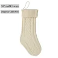 Calza di Natale da 18 pollici in maglia a trecce color bianco crema in formato grande - Maglia a Trecce Diagonali / 18"/46CM Grande / Avorio
