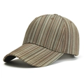 Casquette de baseball classique rayée marron et beige avec visière courbée et six panneaux - Taille unique / Kaki
