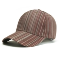 Casquette de baseball classique à rayures marron et beige en toile pour protection solaire - Taille unique / Marron