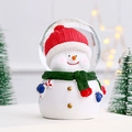 Detailed close-up of a festive Christmas snow globe featuring a snowman with a cozy knit hat - Big Head Style Large Snowman With Light