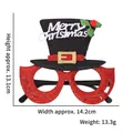 Christmas party glasses with red sequins and black Merry Christmas hat detail - Black Santa Hat Merry Christmas Glasses