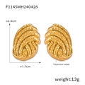Irregular textured titanium steel earrings in gold finish measuring 2.4cm by 1.7cm - Gold Color (F1145)