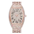 Reloj tonneau de lujo para mujer en oro rosa totalmente adornado con cristales - Oro rosa