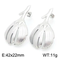Zilveren vintage roestvrijstalen oorbellen met bladmotief en afmetingen van 42x22mm voor dames - Abstracte Plant/Knop Stijl (KE113879-KFC) / Zilver