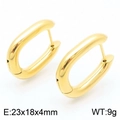 Pendientes de aro ovalados dorados minimalistas con acabado de espejo para mujer - Estilo B Color Dorado Ovalado Irregular (KE113989-KFC)