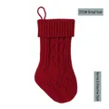 Rote gestrickte Weihnachtssocke mit Beerenmuster und Schlaufe zum Aufhängen, 37cm - 37cm/Beeren-Zweig-Stil / Burgunderrot