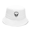 Cappello da pescatore in cotone bianco con ricamo alieno nero su sfondo bianco - M (56-58cm) / Bianco