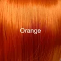 Vibrant orange long straight synthetic wig hair texture detail with glossy finish - Orange