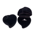 Black heart-shaped velvet ring box with rose relief detail for jewelry packaging - 6*6*4CM / Black (Black Interior)