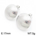 Silver striped texture 17mm round disc stainless steel stud earrings in polished finish - Style B Steel(KE113733-KFC)