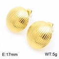 Golden spherical stud earrings with vertical textured relief and metallic finish - Style B Gold(KE113734-KFC)