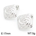 Pendientes cuadrados plateados con textura espiral en acero inoxidable pulido - Estilo Cuadrado de Textura en Espiral (KE113735-KFC) / Color Acero