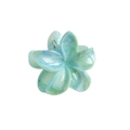 Detail of 7cm blue marble acetate plumeria hair claw clip with sturdy metal spring - Cyan Cloud Pattern 8cm