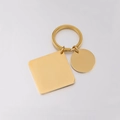 Llavero de acero inoxidable dorado con colgantes geométricos cuadrados y redondos lisos - Dorado