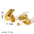 Polished 18k gold irregular wave stud earrings with 24.2mm height and 11.4mm width - Gold Irregular Streamline Style (TE6767-G)