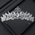 Elegant bridal crown tiara in silver finish with shimmering crystal rhinestones - 1# Starry Rhinestone Style (Silver)