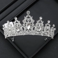 Elegant silver bridal crown with sparkling crystal rhinestones for weddings and parties - 3# Classic Pear Symmetrical Style (Silver)