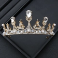 Elegant gold baroque bridal tiara with rhinestones, artificial pearls and crystals - 9# Kids Baroque Teardrop Style (Gold)
