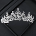 Silver bridal tiara with elegant rhinestones and large teardrop crystal centerpiece - 21# Luxury Vintage Teardrop Rhinestone Style (Silver)