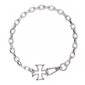 Heren hip hop cubaanse ketting met een holle zilveren ijzeren kruis hanger op witte basis - Holle Kruis Choker / Zilver