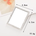 Rectangular DIY phone case mirror with rhinestone edges, 6.2x4.8cm silver metal finish - Silver Rectangle (4.8x6.2cm)