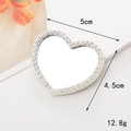 Detailed view of heart-shaped DIY phone case mirror with white rhinestones, 5cm size - Silver Small Heart (5cm)