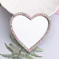 Y2K heart-shaped liquid metal mirror with pink and AB rhinestones DIY accessory - Colorful Pink Heart