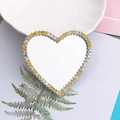 Silver heart mirror accessory with yellow and iridescent rhinestones for DIY phone cases - Colorful Yellow Heart