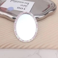 Y2K liquid metal heart mirror accessory with pink rhinestones for DIY crafts - Colorful Pink Oval