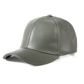 Classic grey-green PU leather baseball cap for men featuring premium stitching details - Adult Size (90g) / Gray
