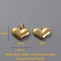 Front and back detail of a 20mm 18k gold plated stainless steel heart pendant - P00032G-Flat Smooth Heart 20x15