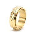 Golden honeycomb hammered texture rotating fidget ring in stainless steel for men - US 7 / Gold