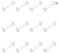 Set of 12 clear acrylic tongue barbells and navel rings for body piercing jewelry - Retainer Stud with O-ring (Single)