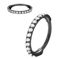 Anillo De Nariz Negro Con Diamante En El Lateral. / 1.2*8