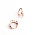 Minimalist double hoop earrings in rose gold finish with 14K hallmark on white leather - 925 Silver / Rose Gold