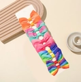 Set of 6 rainbow gradient ribbon bow hair clips for children with dovetail design - Style 15
