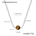 Detailed specs of tiger eye stone pendant and titanium steel cube chain necklace - Silver