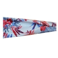 Detail of white fabric headband featuring vibrant red and blue floral print patterns - 32# Red Blue Floral