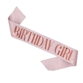 Pink glitter sash with rose gold Birthday Girl text for birthday party decoration - Rose Gold Birthday Girl