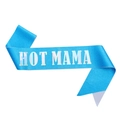 Blue glitter Hot Mama sash for parties and celebrations, high-quality satin ribbon - Holographic Light Blue