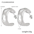 Orecchini a C a cuore traforato in acciaio al titanio argento altezza 2,6 cm - Stile Cuore Vuoto (F1224) / Color Acciaio