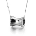 Minimalist silver titanium steel cylinder pendant necklace with sparkling rhinestones - Steel Color (KN111219-GC)