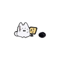 Cute white cartoon cat enamel pin with music note stand and black rubber back clasp - Cat with Music Stand Style (CZ0830-1)