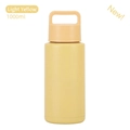 Matte pale yellow 1000ml stainless steel insulated water bottle with portable handle - 1 L / Handle Lid / Light Yellow - Handle Lid