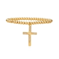 Bracciale elastico a sfere dorate con ciondolo a croce e zirconi bianchi incastonati - Ciondolo a Croce Micro Pave (2055YH)